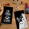 imageARKENY Ghost Halloween Kitchen Towels Set of 2Black Bat Boo Dish Towels 18x26 InchFarmhouse Home Indoor Vintage Party Decoration AD393