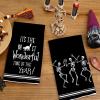 imageARKENY Skeleton Halloween Kitchen Towels Set of 2Black Cat Dish Towels 18x26 InchFarmhouse Home Indoor Vintage Party Decoration AD392
