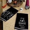 imageARKENY Skeleton Halloween Kitchen Towels Set of 2Black Cat Dish Towels 18x26 InchFarmhouse Home Indoor Vintage Party Decoration AD392