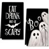 imageARKENY Ghost Halloween Kitchen Towels Set of 2Black Bat Boo Dish Towels 18x26 InchFarmhouse Home Indoor Vintage Party Decoration AD393
