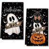 imageARKENY Pumpkin Ghost Halloween Kitchen Towels Set of 2Black Bat Cat Boo Dish Towels 18x26 InchFarmhouse Home Indoor Vintage Party Decoration AD395