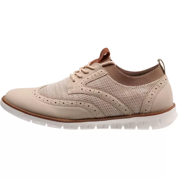 imageJoomra Mens KnitLeather Wingtip Oxford Dress ShoesBeige