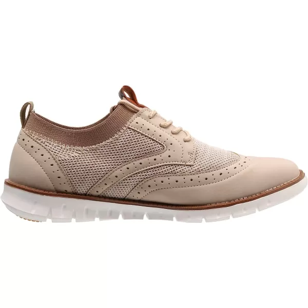 imageJoomra Mens KnitLeather Wingtip Oxford Dress ShoesBeige