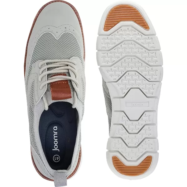 imageJoomra Mens KnitLeather Wingtip Oxford Dress ShoesLight Grey
