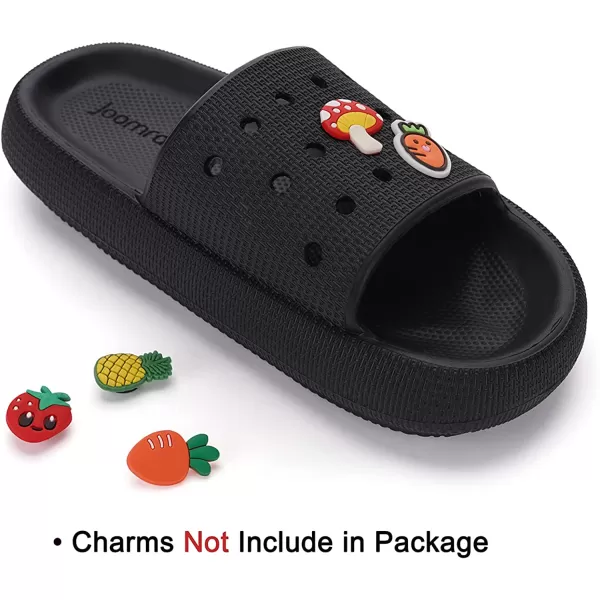 imageJoomra Pillow Slippers for Women and Men Breathable Shower Slides Quick Drying Sandals  Ultra Cushion  Thick SoleAll Black