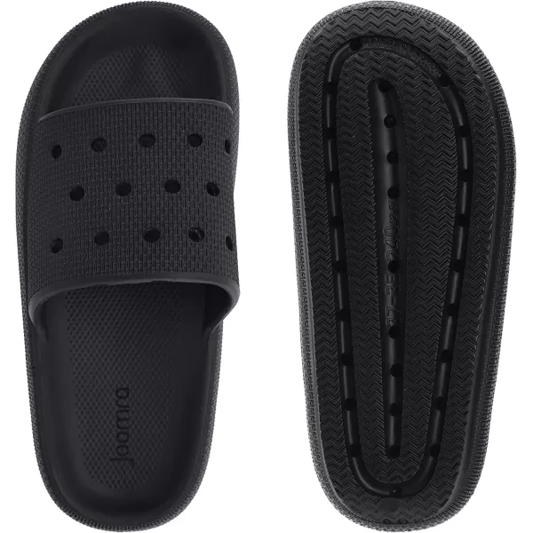 imageJoomra Pillow Slippers for Women and Men Breathable Shower Slides Quick Drying Sandals  Ultra Cushion  Thick SoleAll Black