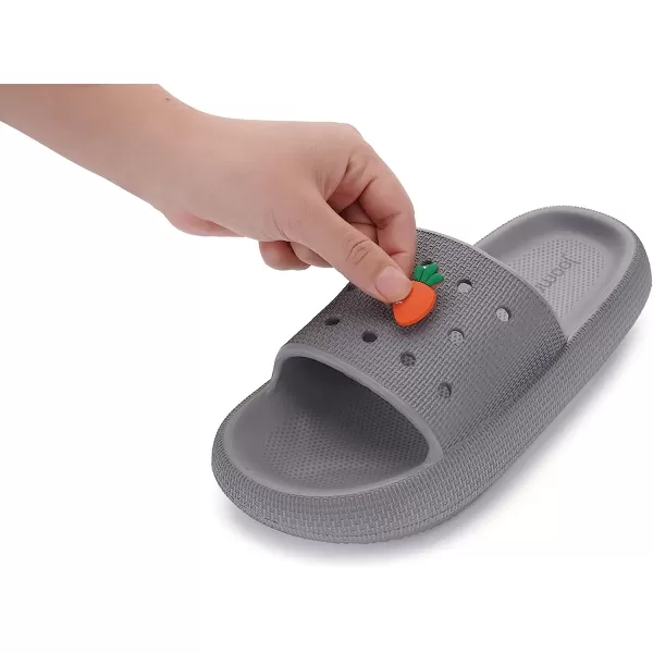 imageJoomra Pillow Slippers for Women and Men Breathable Shower Slides Quick Drying Sandals  Ultra Cushion  Thick SoleGrey