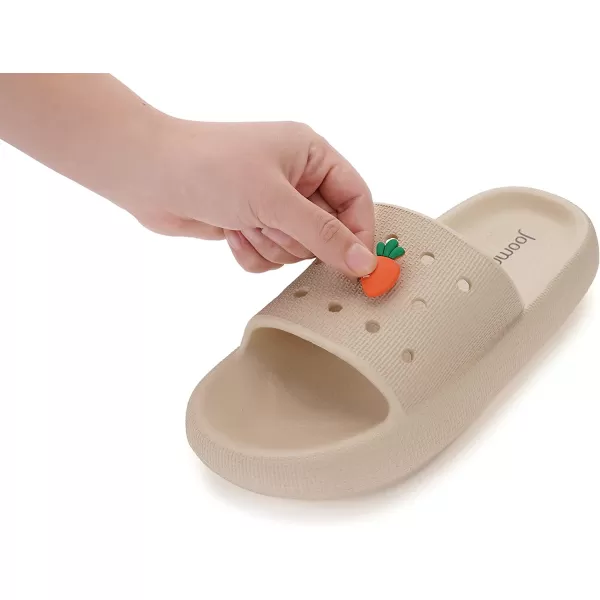 imageJoomra Pillow Slippers for Women and Men Breathable Shower Slides Quick Drying Sandals  Ultra Cushion  Thick SoleKhaki