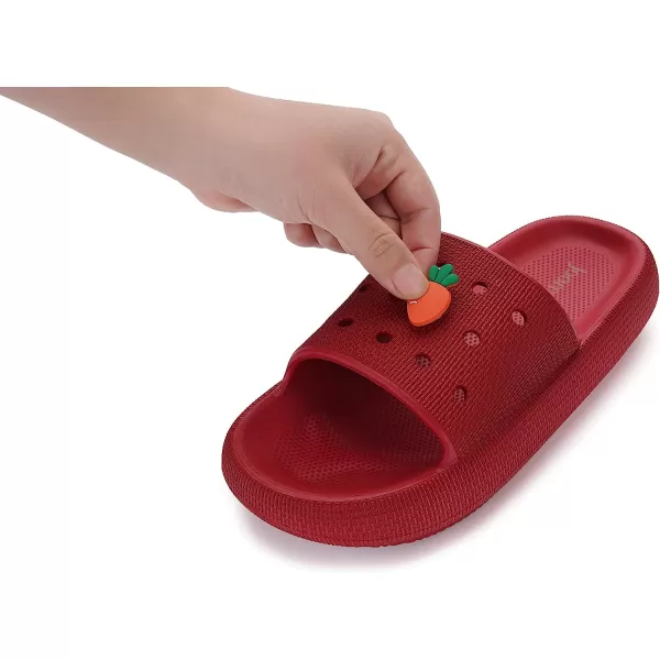 imageJoomra Pillow Slippers for Women and Men Breathable Shower Slides Quick Drying Sandals  Ultra Cushion  Thick SoleWine Red
