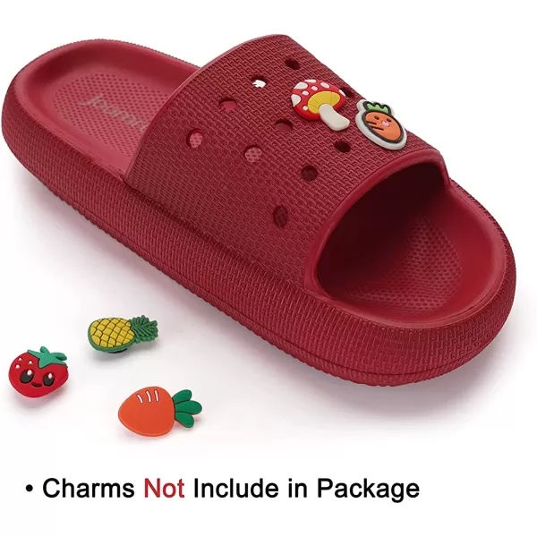 imageJoomra Pillow Slippers for Women and Men Breathable Shower Slides Quick Drying Sandals  Ultra Cushion  Thick SoleWine Red