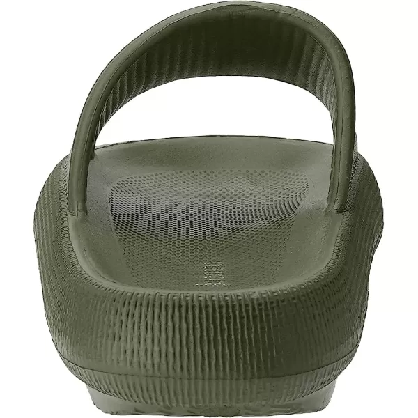 imageJoomra Pillow Slippers for Women and Men Non Slip Quick Drying Shower Slides Bathroom Sandals  Ultra Cushion  Thick SoleArmy Green