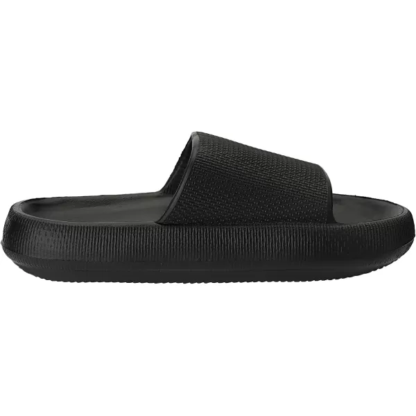 imageJoomra Pillow Slippers for Women and Men Non Slip Quick Drying Shower Slides Bathroom Sandals  Ultra Cushion  Thick SoleBlack
