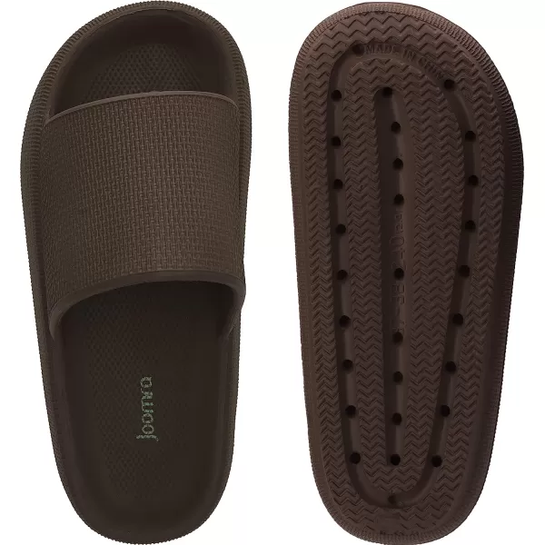 imageJoomra Pillow Slippers for Women and Men Non Slip Quick Drying Shower Slides Bathroom Sandals  Ultra Cushion  Thick SoleChocolate
