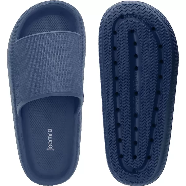 imageJoomra Pillow Slippers for Women and Men Non Slip Quick Drying Shower Slides Bathroom Sandals  Ultra Cushion  Thick SoleDark Blue