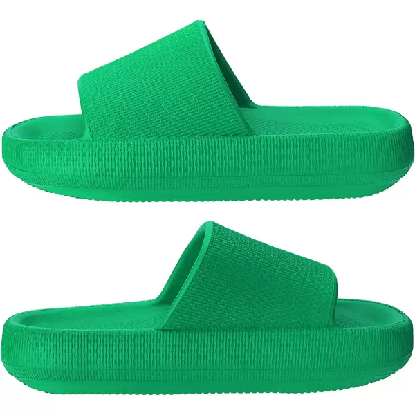 imageJoomra Pillow Slippers for Women and Men Non Slip Quick Drying Shower Slides Bathroom Sandals  Ultra Cushion  Thick SoleGreen