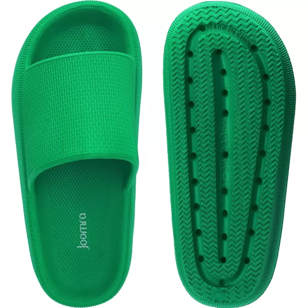 imageJoomra Pillow Slippers for Women and Men Non Slip Quick Drying Shower Slides Bathroom Sandals  Ultra Cushion  Thick SoleGreen