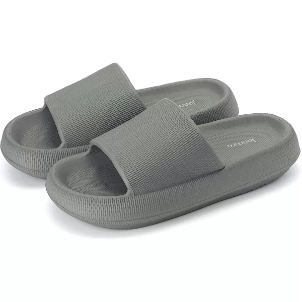 imageJoomra Pillow Slippers for Women and Men Non Slip Quick Drying Shower Slides Bathroom Sandals  Ultra Cushion  Thick SoleGrey