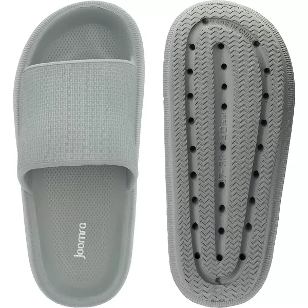 imageJoomra Pillow Slippers for Women and Men Non Slip Quick Drying Shower Slides Bathroom Sandals  Ultra Cushion  Thick SoleGrey