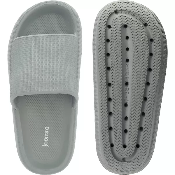 imageJoomra Pillow Slippers for Women and Men Non Slip Quick Drying Shower Slides Bathroom Sandals  Ultra Cushion  Thick SoleGrey