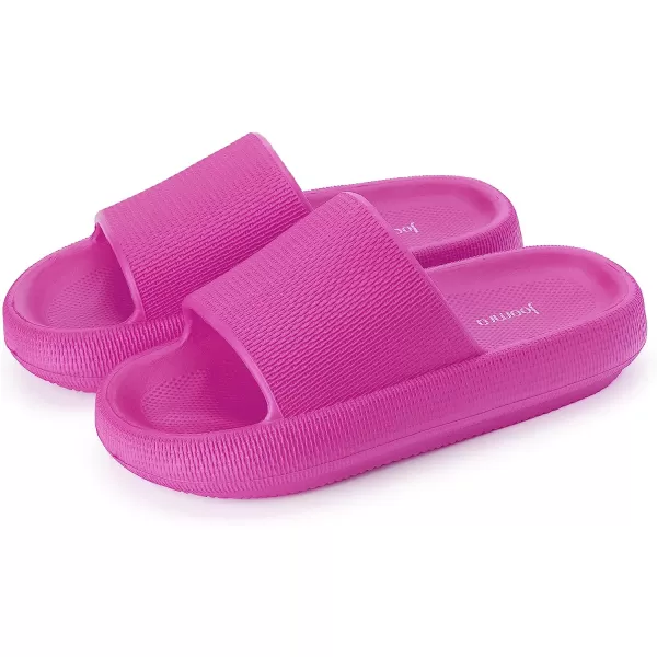 imageJoomra Pillow Slippers for Women and Men Non Slip Quick Drying Shower Slides Bathroom Sandals  Ultra Cushion  Thick SoleHot Pink