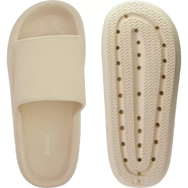 imageJoomra Pillow Slippers for Women and Men Non Slip Quick Drying Shower Slides Bathroom Sandals  Ultra Cushion  Thick SoleKhaki
