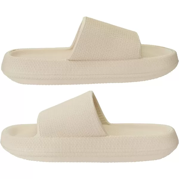 imageJoomra Pillow Slippers for Women and Men Non Slip Quick Drying Shower Slides Bathroom Sandals  Ultra Cushion  Thick SoleKhaki