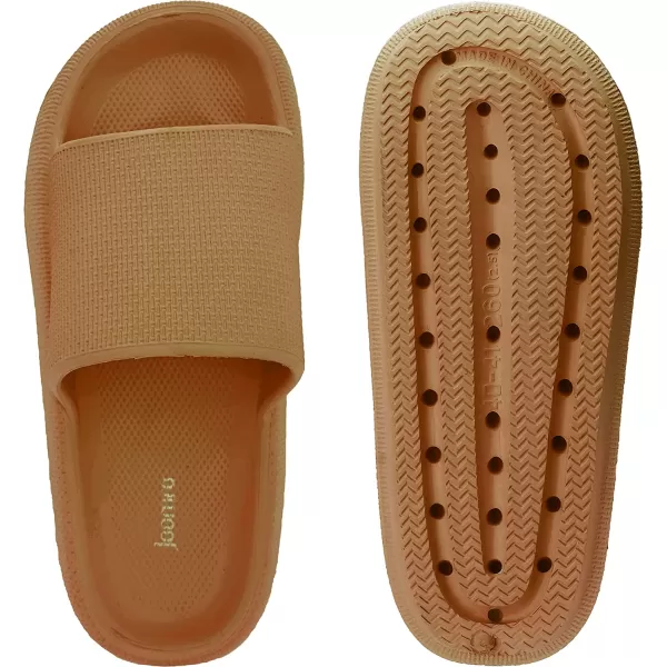 imageJoomra Pillow Slippers for Women and Men Non Slip Quick Drying Shower Slides Bathroom Sandals  Ultra Cushion  Thick SoleOg Brown