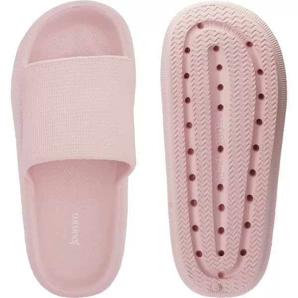 imageJoomra Pillow Slippers for Women and Men Non Slip Quick Drying Shower Slides Bathroom Sandals  Ultra Cushion  Thick SolePink
