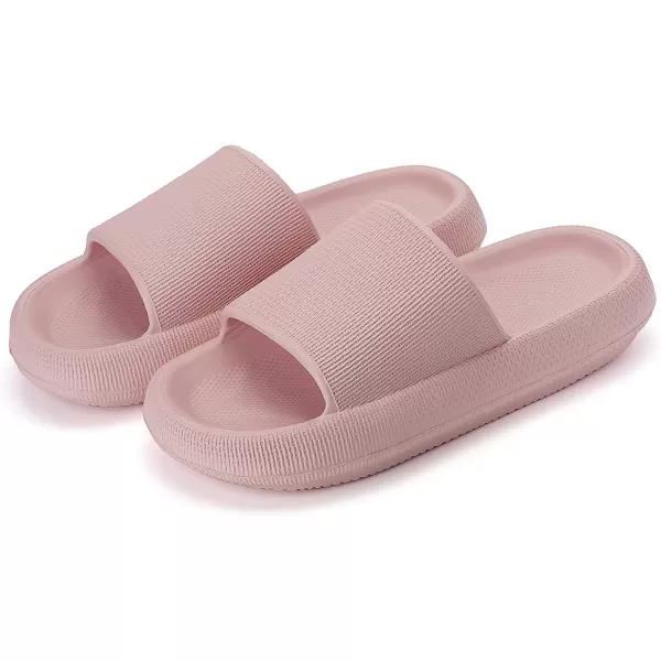 imageJoomra Pillow Slippers for Women and Men Non Slip Quick Drying Shower Slides Bathroom Sandals  Ultra Cushion  Thick SolePink
