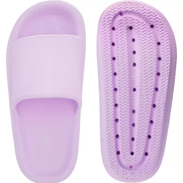 imageJoomra Pillow Slippers for Women and Men Non Slip Quick Drying Shower Slides Bathroom Sandals  Ultra Cushion  Thick SolePurple