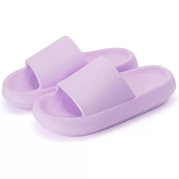 imageJoomra Pillow Slippers for Women and Men Non Slip Quick Drying Shower Slides Bathroom Sandals  Ultra Cushion  Thick SolePurple