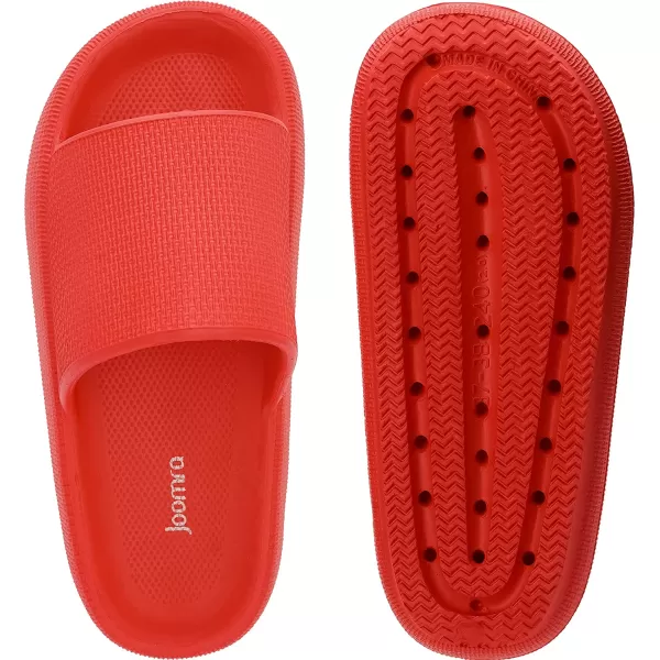 imageJoomra Pillow Slippers for Women and Men Non Slip Quick Drying Shower Slides Bathroom Sandals  Ultra Cushion  Thick SoleRed