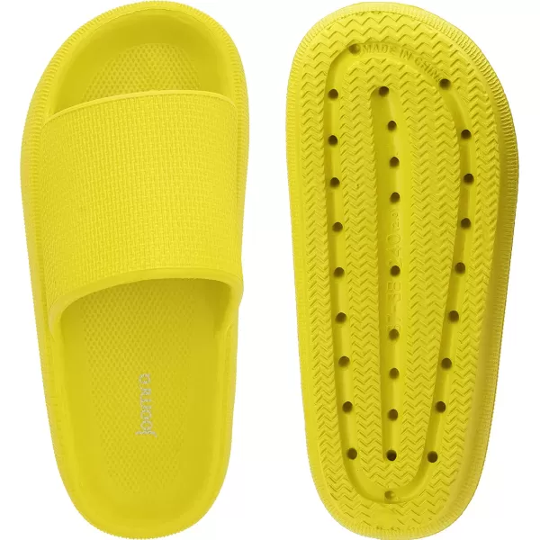 imageJoomra Pillow Slippers for Women and Men Non Slip Quick Drying Shower Slides Bathroom Sandals  Ultra Cushion  Thick SoleYellow