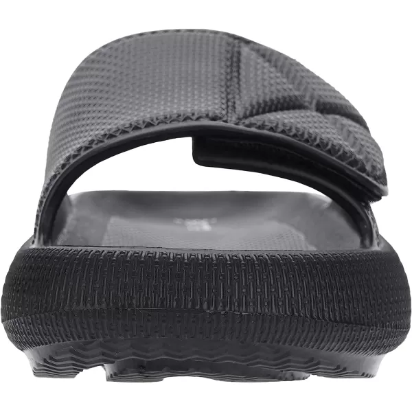 imageJoomra Slides for Women and Men Recovery Supportive Athletic Pillow Slippers Sandals  Adjustable Strap  Dual Cushioned Thick SoleAdjustable  Black