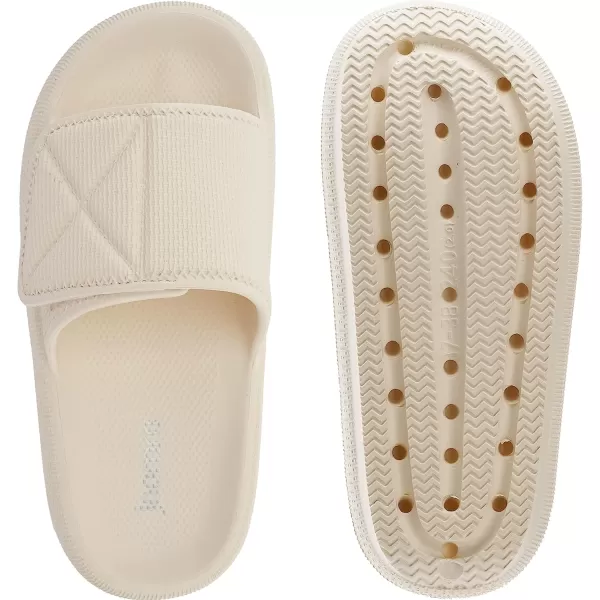 imageJoomra Slides for Women and Men Recovery Supportive Athletic Pillow Slippers Sandals  Adjustable Strap  Dual Cushioned Thick SoleAdjustable  Cream Beige