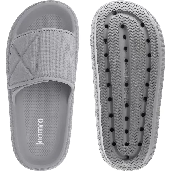 imageJoomra Slides for Women and Men Recovery Supportive Athletic Pillow Slippers Sandals  Adjustable Strap  Dual Cushioned Thick SoleAdjustable  Grey