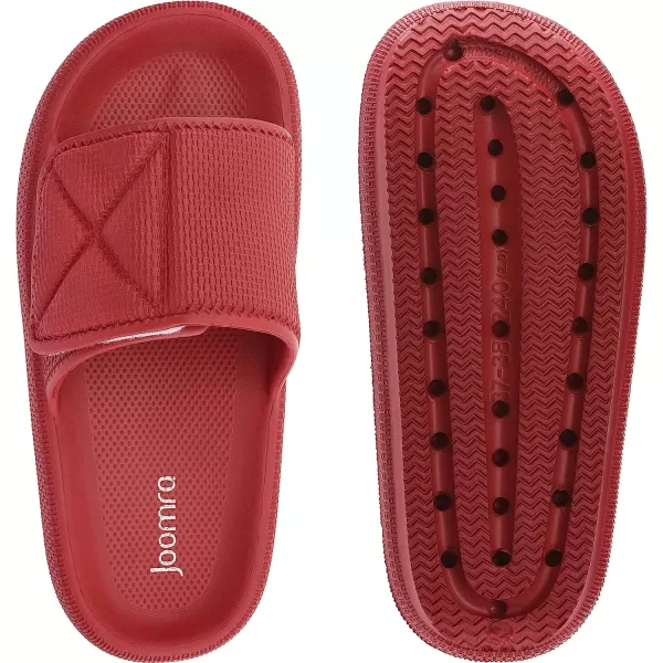 imageJoomra Slides for Women and Men Recovery Supportive Athletic Pillow Slippers Sandals  Adjustable Strap  Dual Cushioned Thick SoleAdjustable  Wine Red