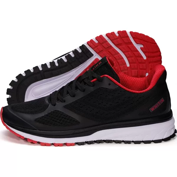 imageJoomra Whitin Mens Supportive Running Shoes Cushioned Lightweight Athletic SneakersBlack RedMesh