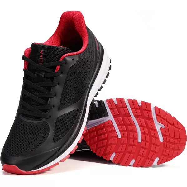 imageJoomra Whitin Mens Supportive Running Shoes Cushioned Lightweight Athletic SneakersBlack RedMesh