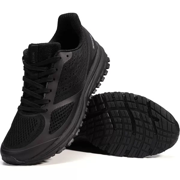 imageJoomra Whitin Mens Supportive Running Shoes Cushioned Lightweight Athletic SneakersBlackMesh