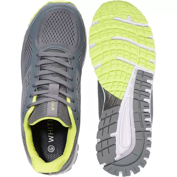 imageJoomra Whitin Mens Supportive Running Shoes Cushioned Lightweight Athletic SneakersGrey Neon GreenMesh