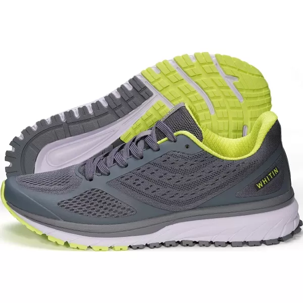 imageJoomra Whitin Mens Supportive Running Shoes Cushioned Lightweight Athletic SneakersGrey Neon GreenMesh