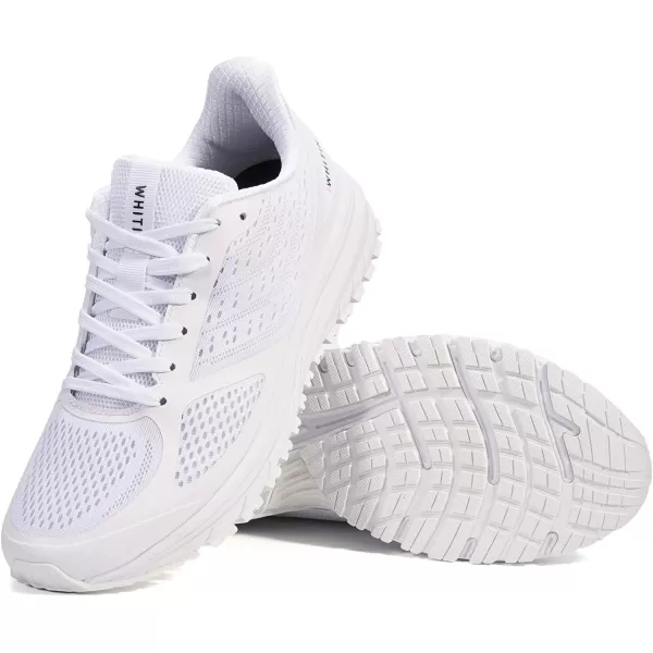 imageJoomra Whitin Mens Supportive Running Shoes Cushioned Lightweight Athletic SneakersWhiteMesh