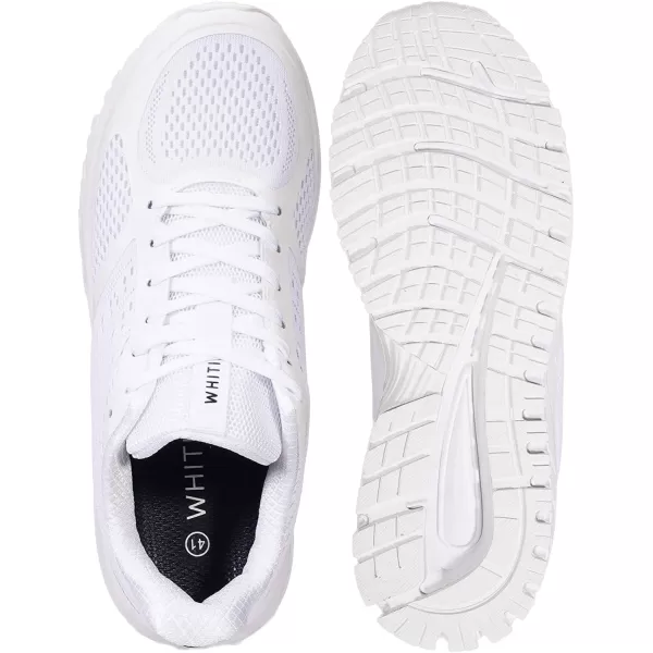 imageJoomra Whitin Mens Supportive Running Shoes Cushioned Lightweight Athletic SneakersWhiteMesh