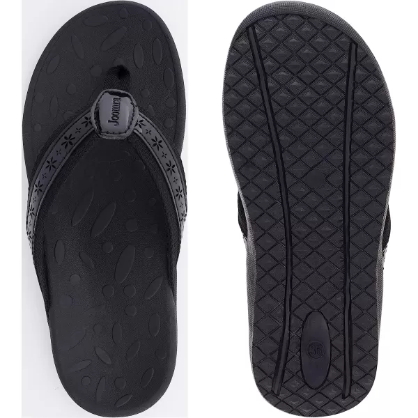 imageJoomra Womens Flip Flops Arch Support Orthotic Toe Post Thong SandalsAll Black