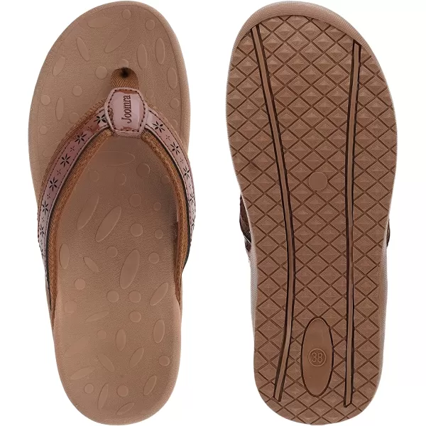 imageJoomra Womens Flip Flops Arch Support Orthotic Toe Post Thong SandalsAll Brown