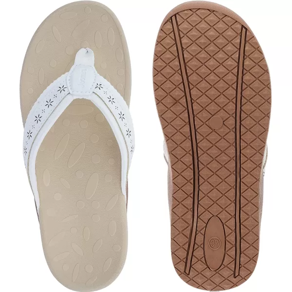 imageJoomra Womens Flip Flops Arch Support Orthotic Toe Post Thong SandalsBeigeWhite