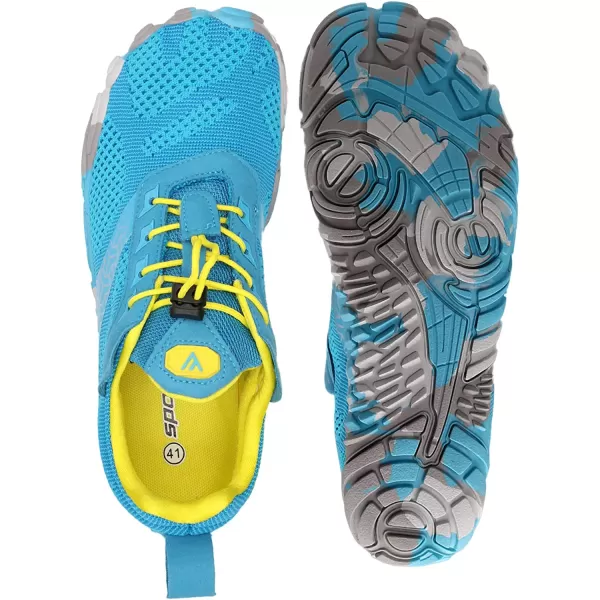 imageJoomra Womens Minimalist Trail Running Barefoot Shoes  Wide Toe Box  Zero DropLight BlueKnit