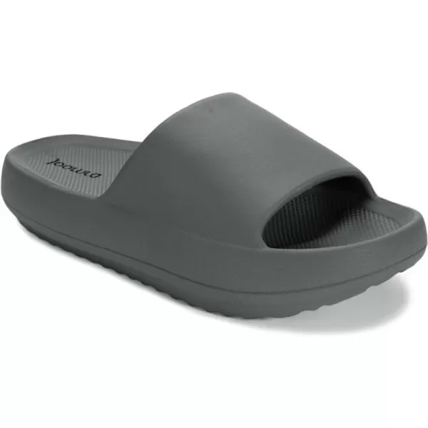 imageJoomra Arch Support Pillow Slippers for Women and Men Recovery House Slides Shower Sandals  Cushion Thick SoleDeep Grey With Arch Support