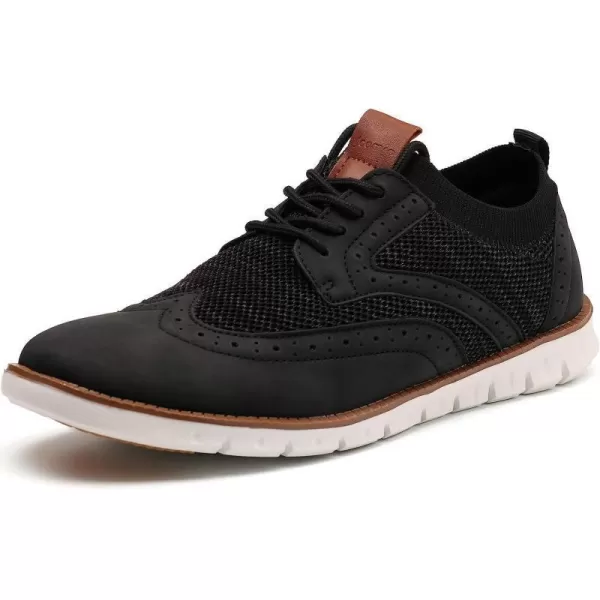 imageJoomra Mens KnitLeather Wingtip Oxford Dress ShoesBlack